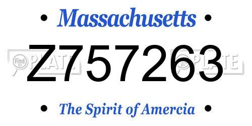 Z757263 Massachusetts License Plate