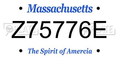 Z75776E Massachusetts License Plate