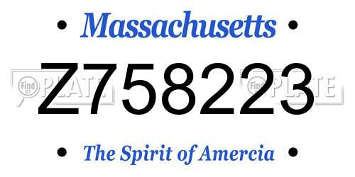 Z758223 Massachusetts License Plate