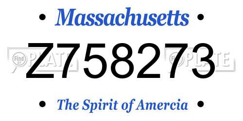 Z758273 Massachusetts License Plate