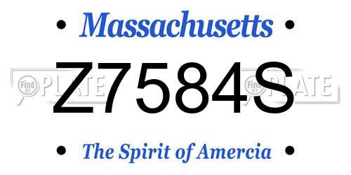Z7584S Massachusetts License Plate