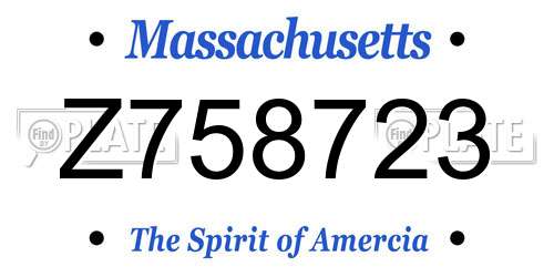 Z758723 Massachusetts License Plate