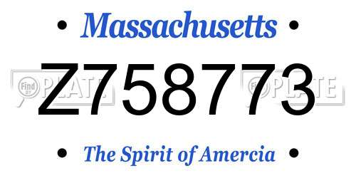 Z758773 Massachusetts License Plate