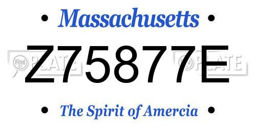 Z75877E Massachusetts License Plate