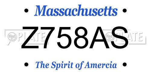 Z758AS Massachusetts License Plate