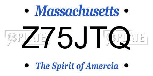 Z75JTQ Massachusetts License Plate