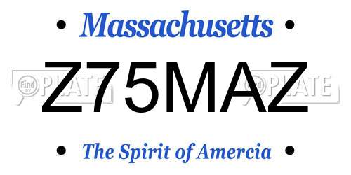 Z75MAZ Massachusetts License Plate