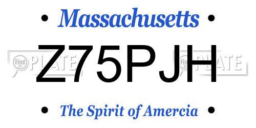 Z75PJH Massachusetts License Plate