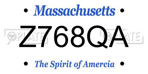 Z768QA Massachusetts License Plate