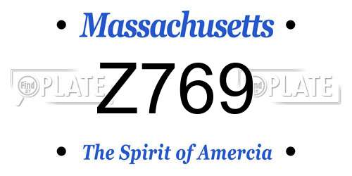 Z769 Massachusetts License Plate