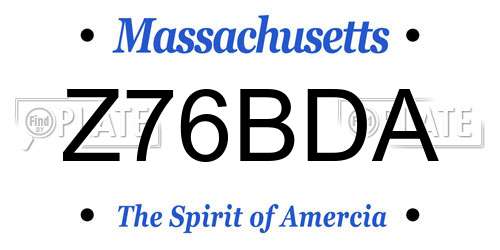 Z76BDA Massachusetts License Plate