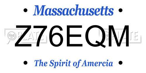 Z76EQM Massachusetts License Plate