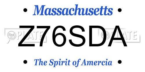 Z76SDA Massachusetts License Plate