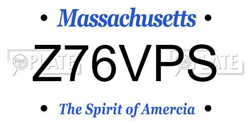 Z76VPS Massachusetts License Plate