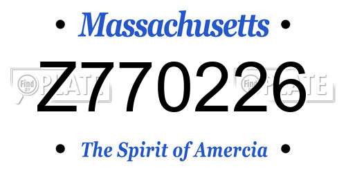 Z770226 Massachusetts License Plate