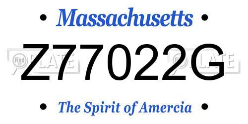 Z77022G Massachusetts License Plate