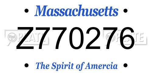 Z770276 Massachusetts License Plate