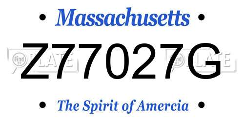 Z77027G Massachusetts License Plate