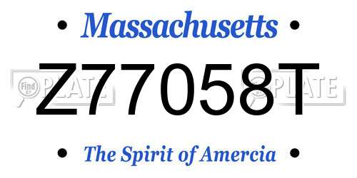 Z77058T Massachusetts License Plate