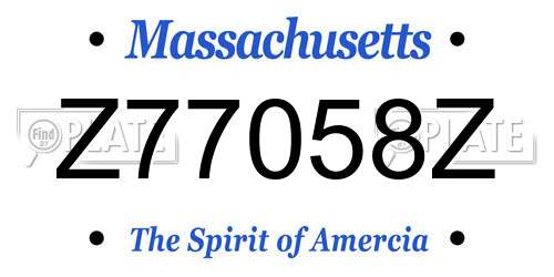 Z77058Z Massachusetts License Plate