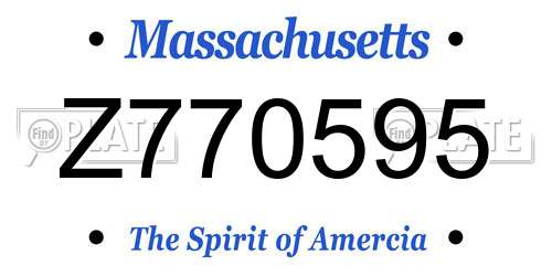 Z770595 Massachusetts License Plate