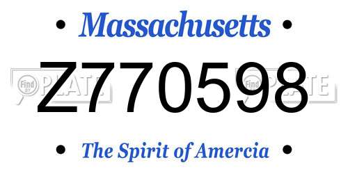 Z770598 Massachusetts License Plate
