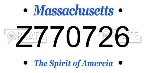 Z770726 Massachusetts License Plate