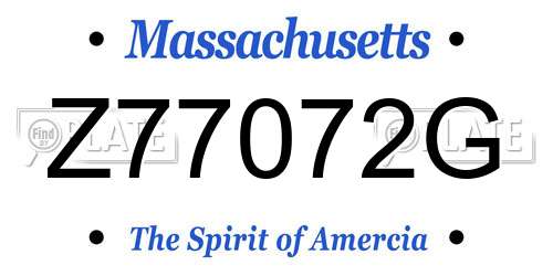 Z77072G Massachusetts License Plate