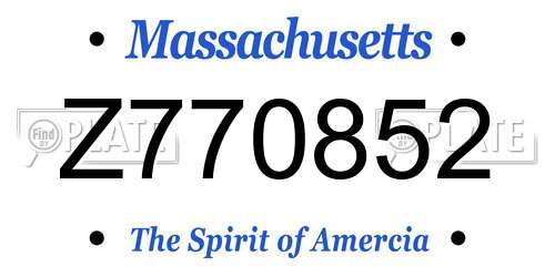 Z770852 Massachusetts License Plate