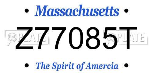 Z77085T Massachusetts License Plate