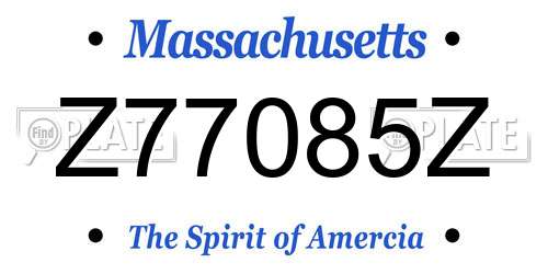 Z77085Z Massachusetts License Plate