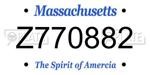 Z770882 Massachusetts License Plate