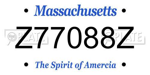 Z77088Z Massachusetts License Plate