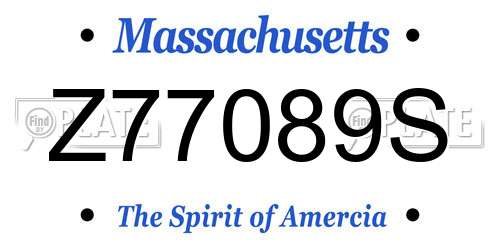 Z77089S Massachusetts License Plate