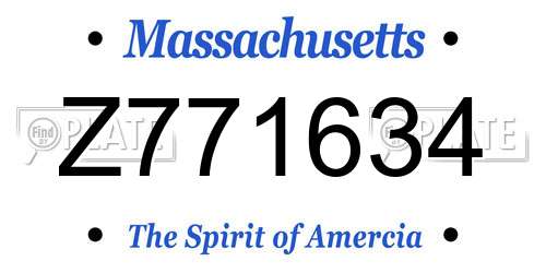 Z771634 Massachusetts License Plate