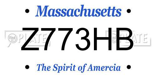 Z773HB Massachusetts License Plate