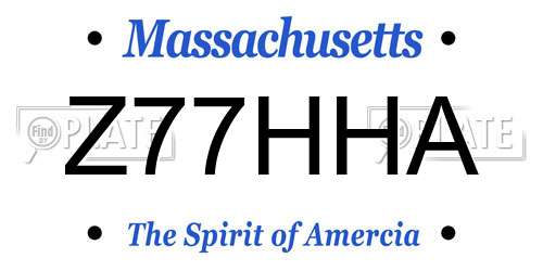 Z77HHA Massachusetts License Plate