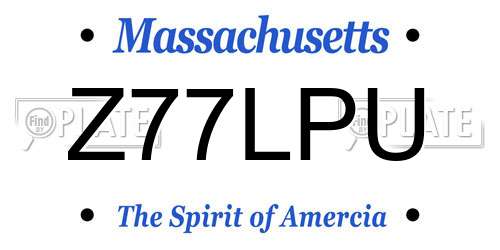 Z77LPU Massachusetts License Plate