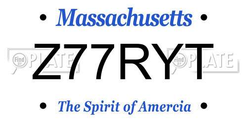 Z77RYT Massachusetts License Plate