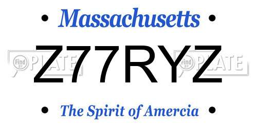 Z77RYZ Massachusetts License Plate