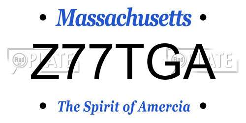 Z77TGA Massachusetts License Plate