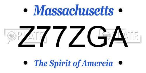 Z77ZGA Massachusetts License Plate