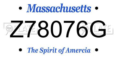 Z78076G Massachusetts License Plate