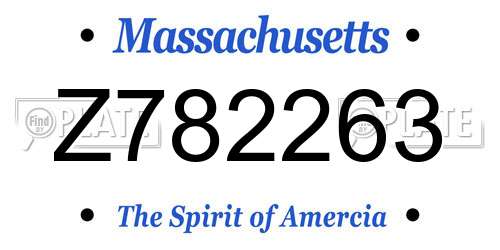 Z782263 Massachusetts License Plate