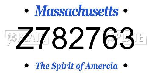 Z782763 Massachusetts License Plate