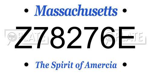 Z78276E Massachusetts License Plate