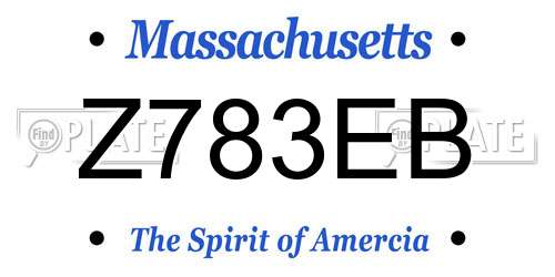 Z783EB Massachusetts License Plate