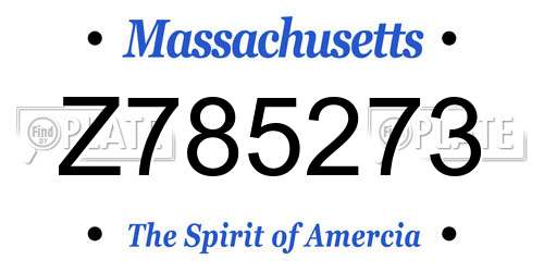 Z785273 Massachusetts License Plate