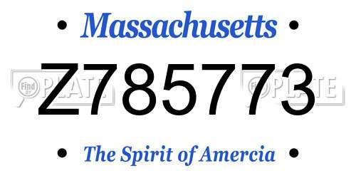 Z785773 Massachusetts License Plate