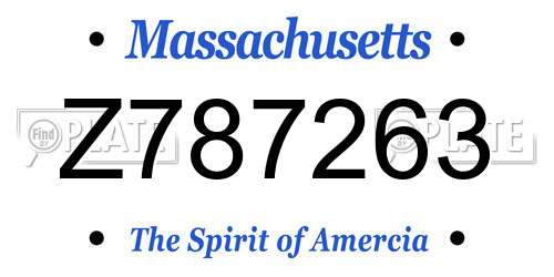 Z787263 Massachusetts License Plate